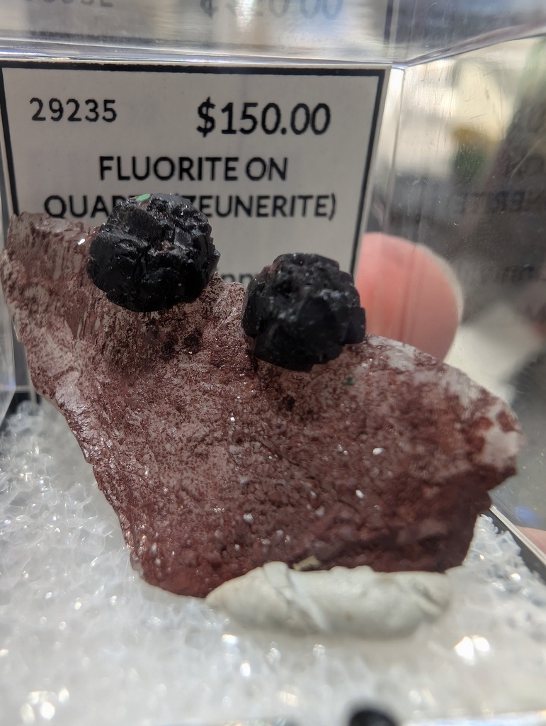Fluorite on Quartz (Zeunerite)